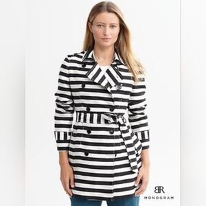 NWOT BR Monogram Striped Trench